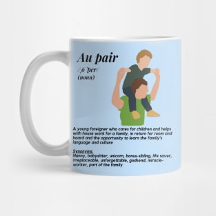 Au pair definition male blue Mug